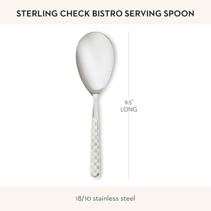 Kitchen Serving Spoon - Gray and White Check Pattern, Stainless Steel, Mackenzie-Childs