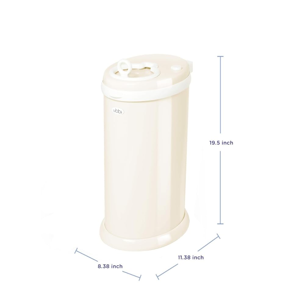 Ubbi Steel Diaper Pail - Odor Locking Design, No Special Bags Needed | Award-Winning Ivory Color
