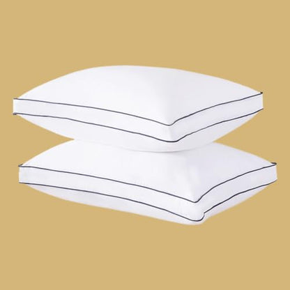 Queen Size Goose Down Fiber Pillow Set of 2 - White, Supportive & Fluffy