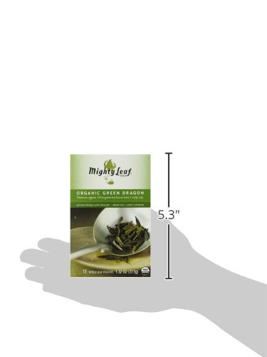 Mighty leaf Whole Leaf Tea, Organic Green Dragon, 15 Tea Bags Individual Pyramid-Style Tea Sachets of Lightly Caffeinated Organic Green Tea, Delicious Hot or Iced, Sweetened or Plain