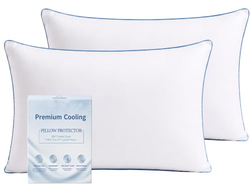 White King Size Tencel Lyocell Pillow Protector 2 Pack with Zipper - Hypoallergenic & Cool