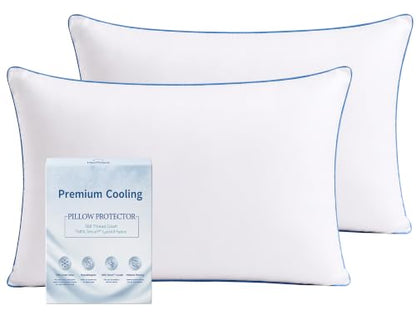 White King Size Tencel Lyocell Pillow Protector 2 Pack with Zipper - Hypoallergenic & Cool
