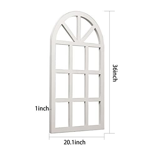 Farmhouse Window Frame Wall Decor, Distressed Wood Arch Panels 36 x 20