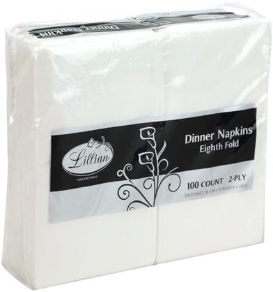 Premium White Napkins - 2-Ply Disposable Dinner Napkins | 100 Count Value Pack