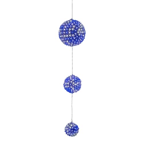 Indoor/Outdoor 3-Tier Hanging Christmas Ornament with Chasing LED Lights - White & Blue