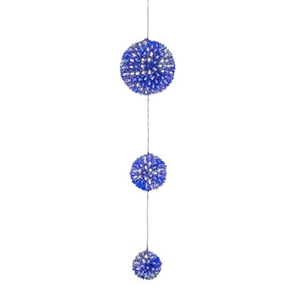 Indoor/Outdoor 3-Tier Hanging Christmas Ornament with Chasing LED Lights - White & Blue