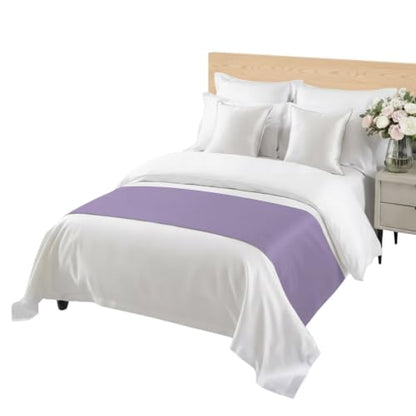 Cal King Lavender Bed Runner 102x20 Inch Decorative Satin Throw for Bed
