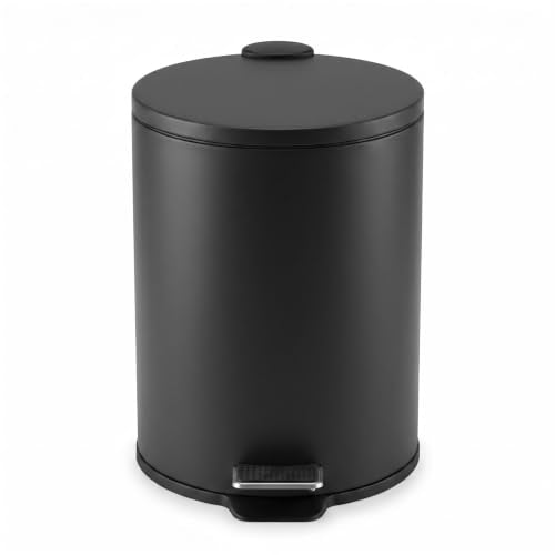 Round Trash Can with Soft-Close Lid 5L/1.3 Gal Bathroom Wastebasket