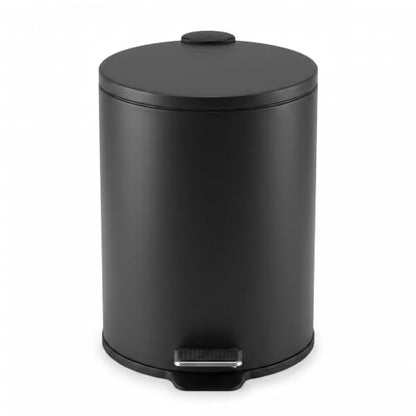 Round Trash Can with Soft-Close Lid 5L/1.3 Gal Bathroom Wastebasket