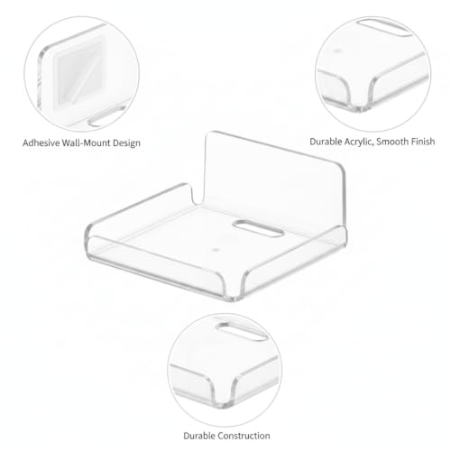 Clear Acrylic Wall Shelf - 6 x 4 Inches, Floating Wall Organizer