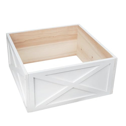 Small White Christmas Tree Collar Box - 17 Inch Wooden Tree Stand Cover