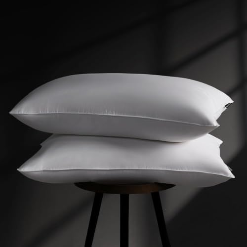 Queen Size Medium Firm Goose Down Pillows Set of 2 - Hotel Collection Bed Pillows