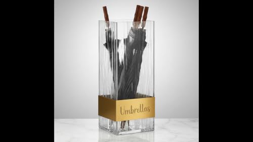 Clear Acrylic Umbrella Stand with Gold Accent - Modern Entryway Organizer