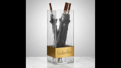 Clear Acrylic Umbrella Stand with Gold Accent - Modern Entryway Organizer