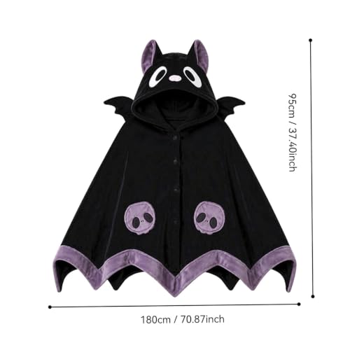 Cute Bat Blanket Hoodie for Adults - Wearable Bat Blanket for Halloween Cosplay