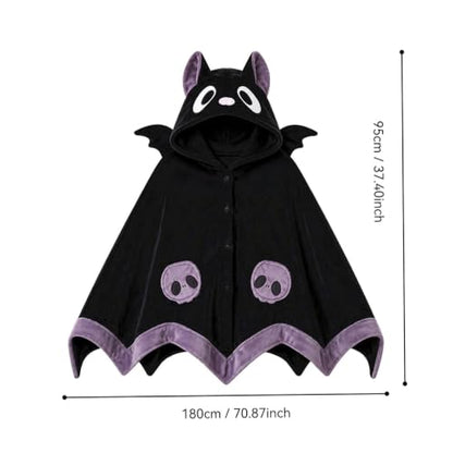 Cute Bat Blanket Hoodie for Adults - Wearable Bat Blanket for Halloween Cosplay