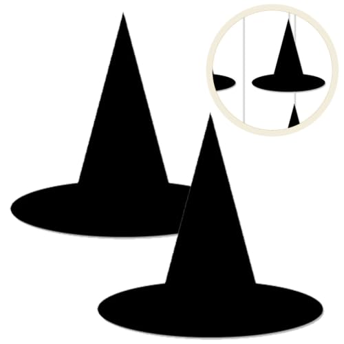 24pcs Flat Paper Witch Hat Hanging Decorations Halloween Witch Decor