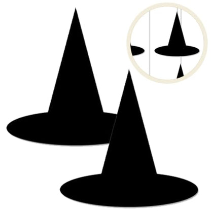 24pcs Flat Paper Witch Hat Hanging Decorations Halloween Witch Decor