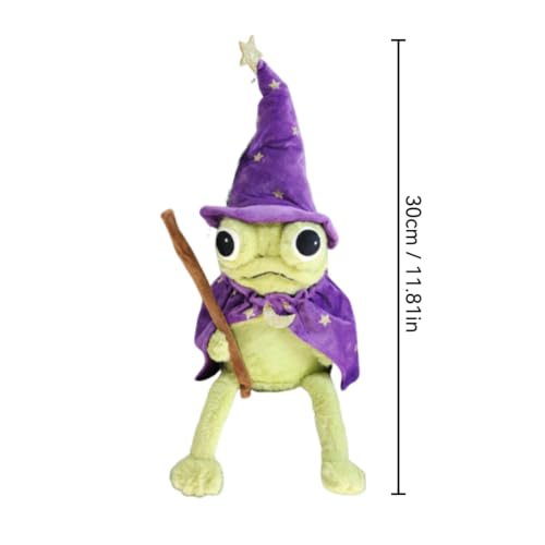 Cute Wizard Frog Plush Doll with Wand - Halloween Decor, Gift Idea