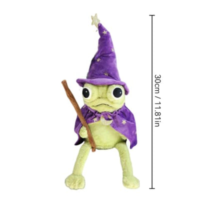 Cute Wizard Frog Plush Doll with Wand - Halloween Decor, Gift Idea