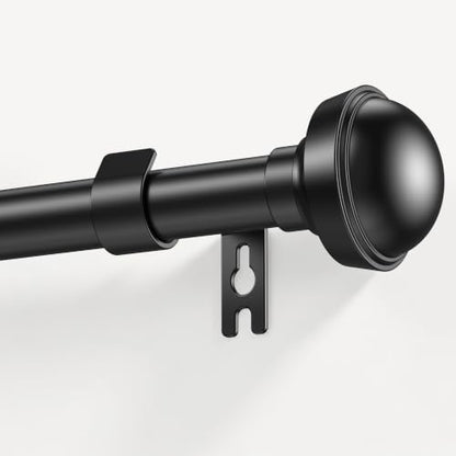 Heavy Duty Adjustable Black Curtain Rods 66-120 Inches with Matte Black Ball Finials