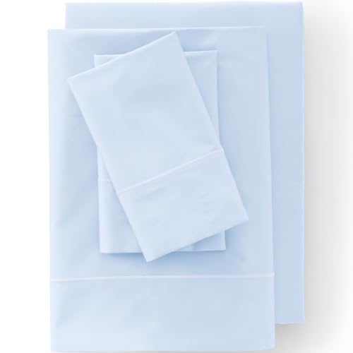 King Size Supima Cotton Sateen Fitted Bed Sheet - Clearlake Blue, 400 Thread Count
