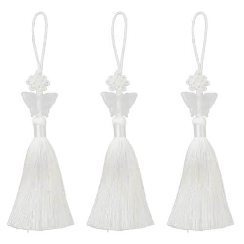 White Butterfly Norigae Tassel Charm Set for Hanbok & Accessories - 3 Pieces