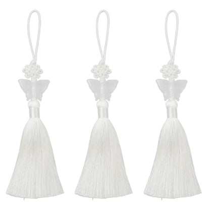 White Butterfly Norigae Tassel Charm Set for Hanbok & Accessories - 3 Pieces