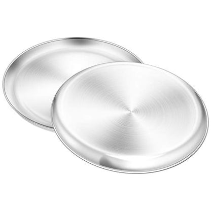 Yododo 12 inch Stainless Steel Round Pizza Pan Tray Set, 2 Pieces, Healthy & Heavy Duty, Rust Free & Dishwasher Safe