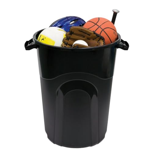 32 Gallon Heavy Duty Plastic Trash Can with Lid - Indoor & Outdoor Black