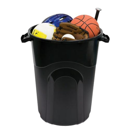 32 Gallon Heavy Duty Plastic Trash Can with Lid - Indoor & Outdoor Black