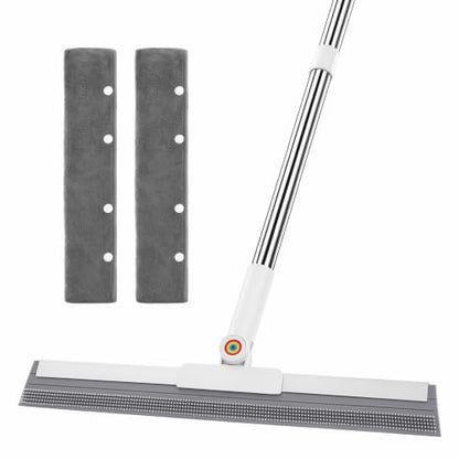 62-Inch Long Handle Floor Squeegee with Microfiber Pads for Wet & Dry Cleaning