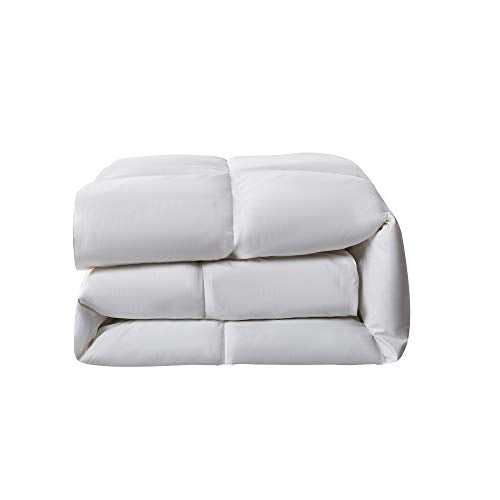 Serta Goose Feather Down Fiber Cotton Comforter King Size - 100% Cotton Duvet Insert - Hotel Luxury Hypoallergenic Bedding Comforter All Season Medium Warmth 106 x 90 Inch White