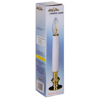 Electric Window Candle Lamp - 10 Inch Brass Base, On/Off Switch - Christmas & Decor