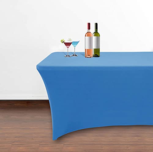 Obstal 4Ft Stretch Spandex Table Cover for Standard Folding Tables - 2 Pack Universal Rectangular Fitted Tablecloth for Party, Banquet, Events, Trade Show (Emeral Green, 48L x 24W x 30H Inches)