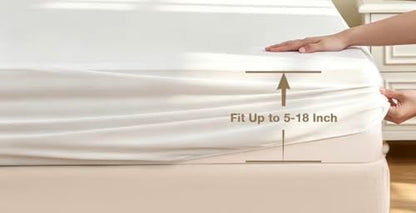 Queen Size Waterproof Mattress Protector Fitted, Breathable & Machine Washable