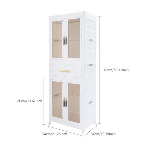 Freestanding Wardrobe with Shelves and Drawer - Non Woven Fabric Closet Organizer