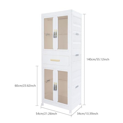 Freestanding Wardrobe with Shelves and Drawer - Non Woven Fabric Closet Organizer