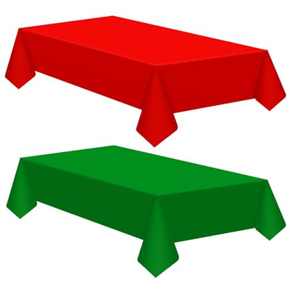 Patelai Disposable Christmas Tablecloth 6 Pack Red Dark Green 54x108 Inch Waterproof Holiday Party Cover