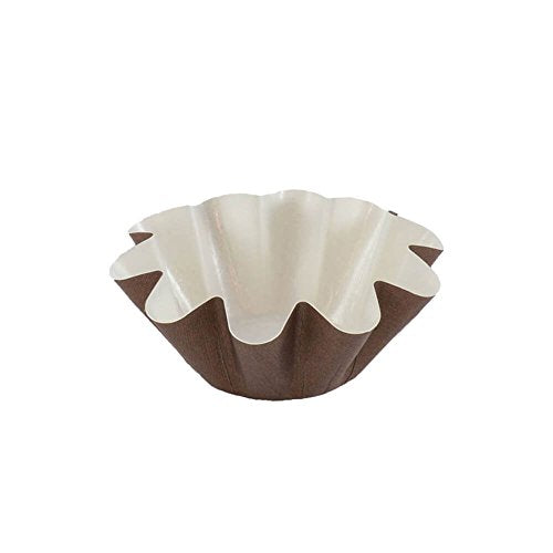 Pastry Chef's Boutique Brioche Floret Paper Baking Cups - Medium Size - Brown - 50 Pcs - 1 7/8'' Base x 3 9/16'' Top x 1 3/8'' High