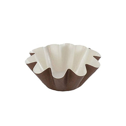 Pastry Chef's Boutique Brioche Floret Paper Baking Cups - Medium Size - Brown - 50 Pcs - 1 7/8'' Base x 3 9/16'' Top x 1 3/8'' High