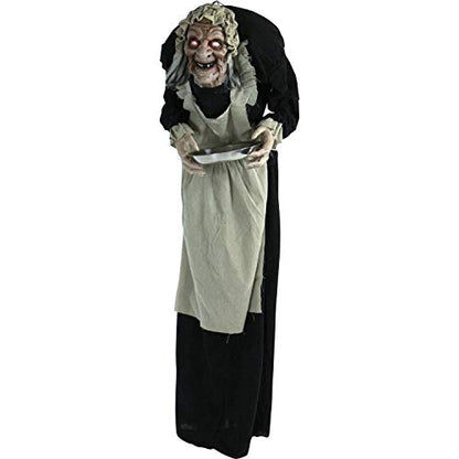 Haunted Hill Farm Lifesize Animatronic Scary Possessed Woman with Motion Activated Lights and Sound, Battery-Operated Indoor or Covered Outdoor Halloween Decoration