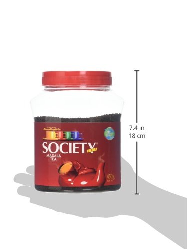 Society Masala Tea 16 Oz with Ginger, Clove Bud, Lemongrass, Black Pepper & Cardamom, 100% Natutal Spices, Masala Spiced Chai, Traditional Masala Tea, Strong & Robust Blend, No Gluten, 450 grams