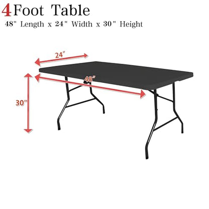 Obstal 4Ft Stretch Spandex Table Cover for Standard Folding Tables - 2 Pack Universal Rectangular Fitted Tablecloth for Party, Banquet, Events, Trade Show (Emeral Green, 48L x 24W x 30H Inches)