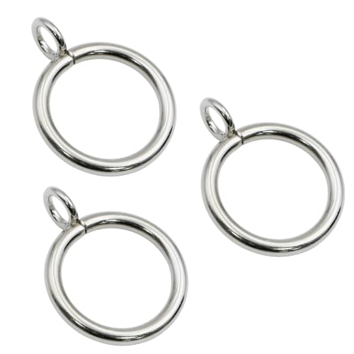 Silver 1 Inch Metal Curtain Rings with Eyelets - 40 Pack, Durable & Smooth Gliding