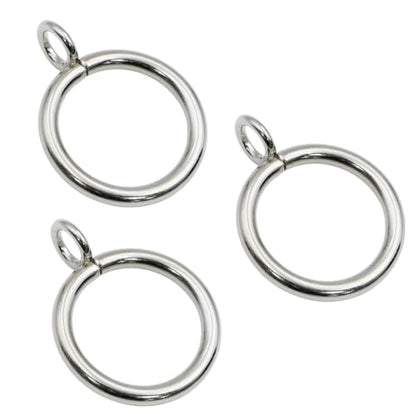 Silver 1 Inch Metal Curtain Rings with Eyelets - 40 Pack, Durable & Smooth Gliding