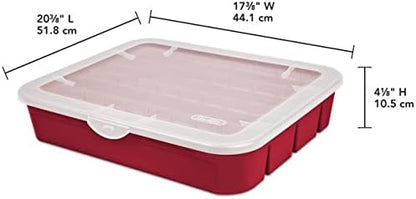 Sterilite Red Holiday Ornament Storage Container - Adjustable Organizer Case for 32 Ornaments