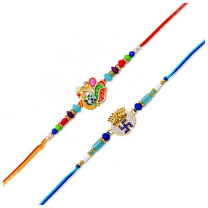Blue Evil Eye Rakhi Set with Kumkum Holder Thali & Ritual Essentials