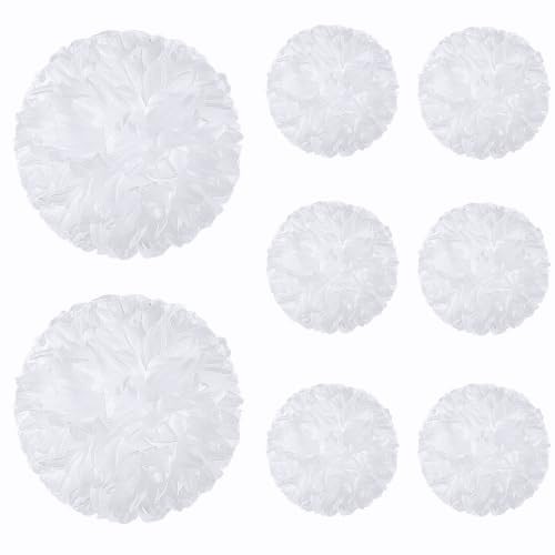 Artificial Homecoming Mum Flowers Set - White, 7.5 Inch & 4.5 Inch, 8 Pieces