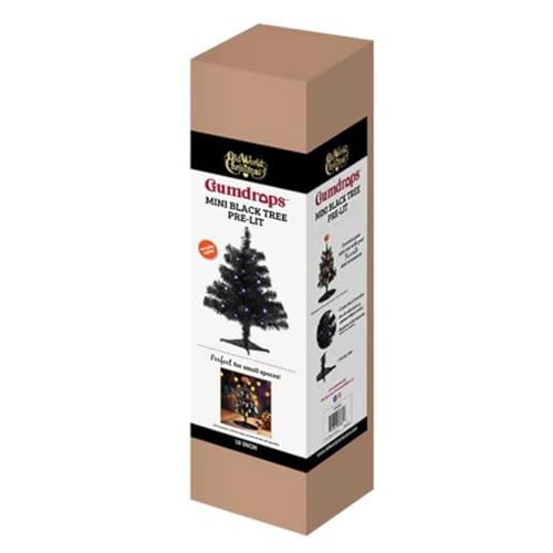 Mini Black Pre-Lit Christmas Tree - 18 Inch Holiday Decor - Variation of Black Tree Pre-lit